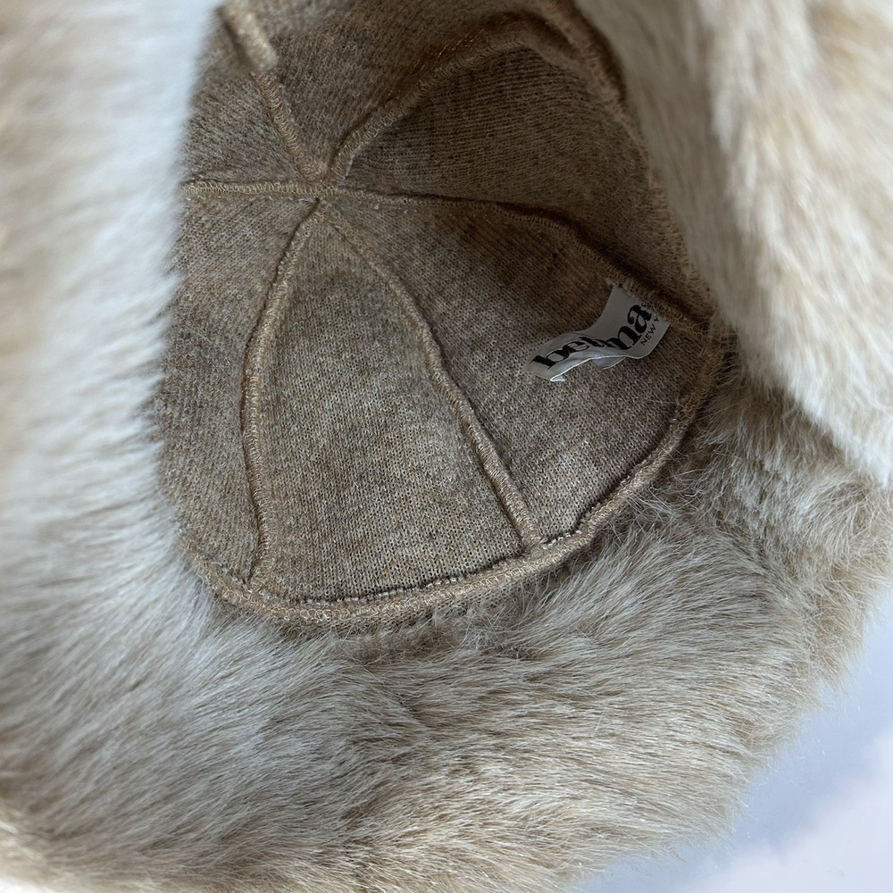 Betmar New York Vintage Faux Fur Cloche‎ Hat Beige 60s 70s Union Made USA - Picture 10 of 11